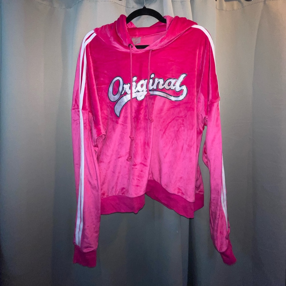 90s Barbie Pink Velour Pullover with "Original" Graphic